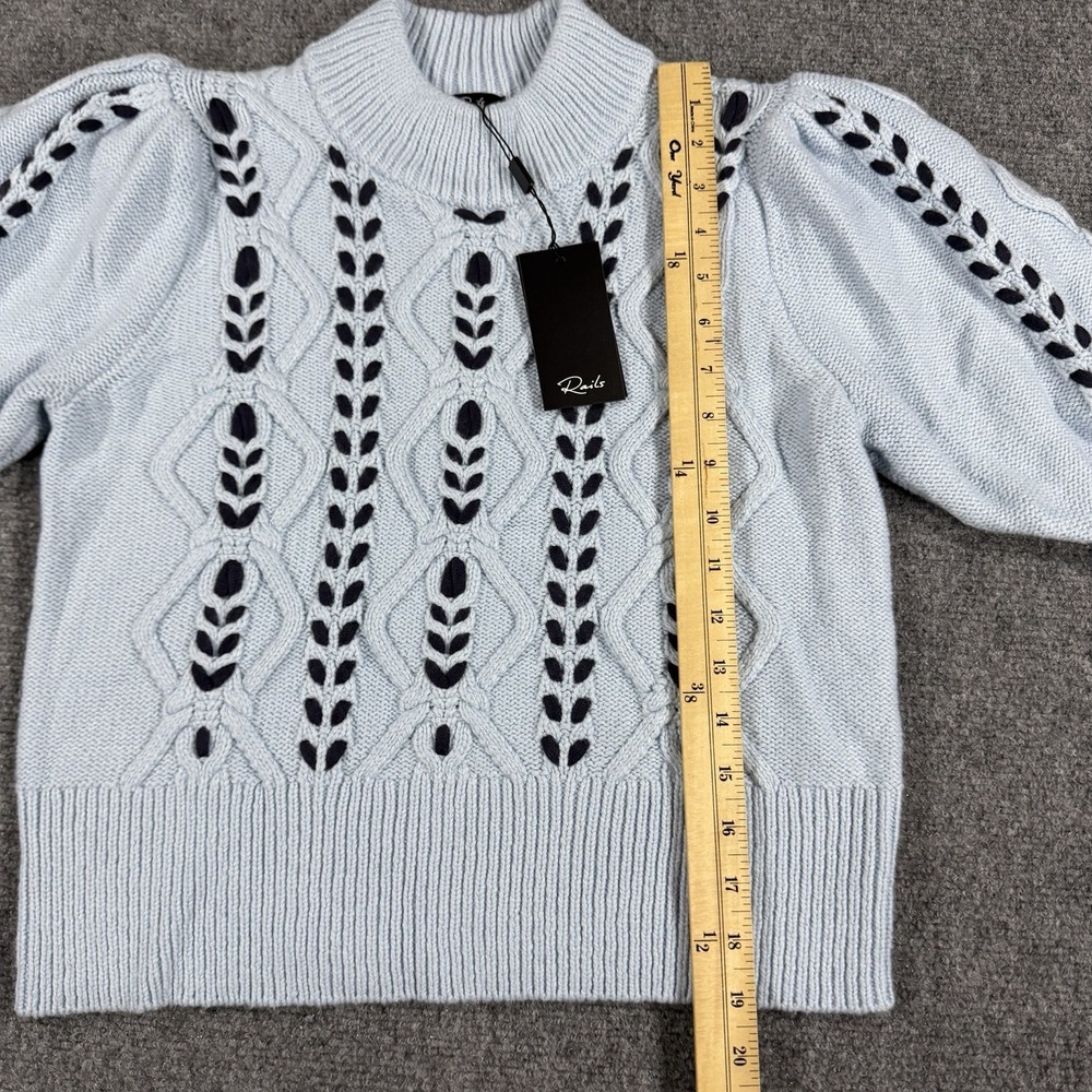 Rails Sweater Womens Small Sky Blue Navy Cable Chunky Knit NEW W/ Dust Bag - Picture 3 of 6